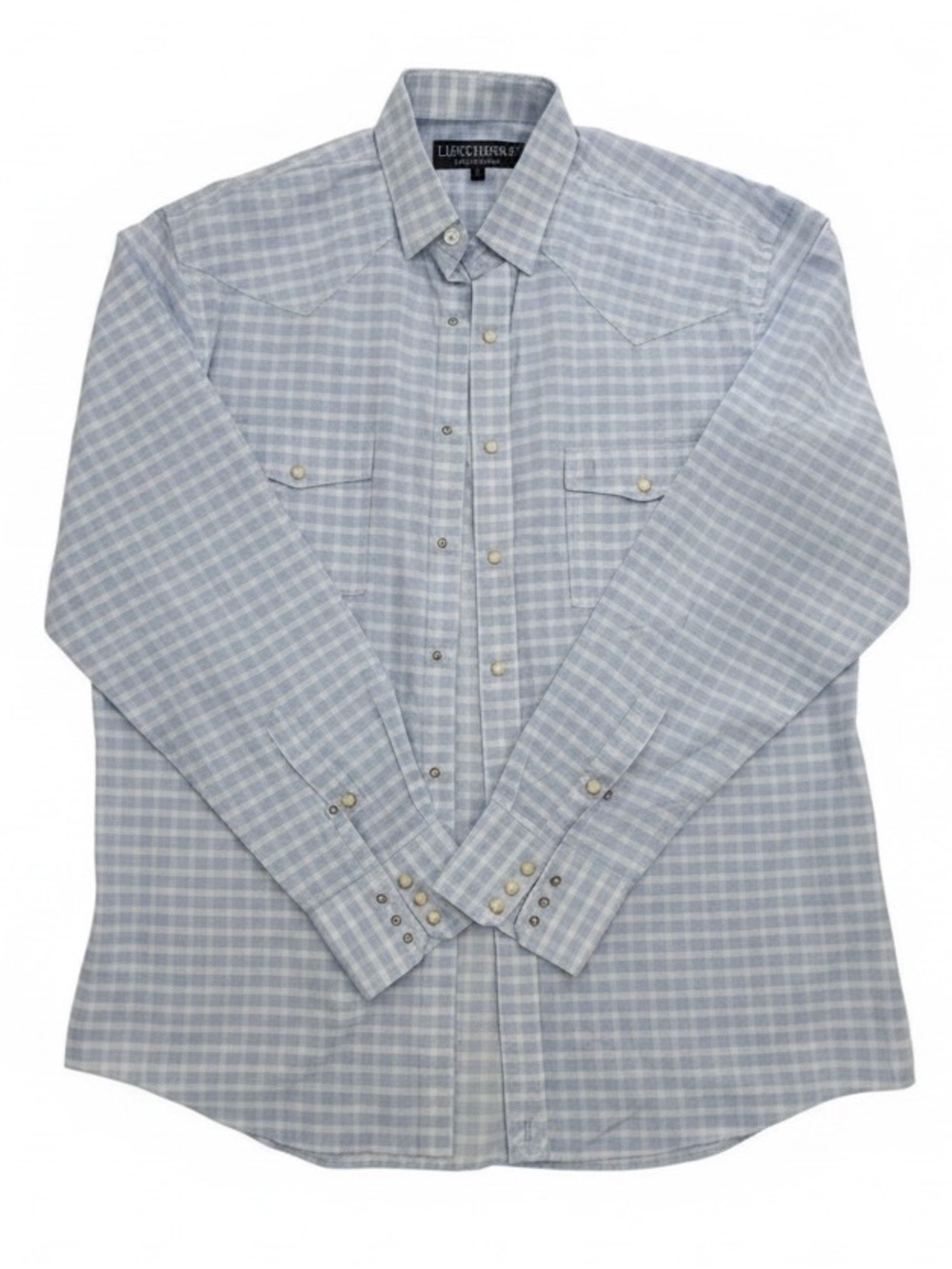 Lucchese Men's Blue Plaid Gingham Western Snap Shirt